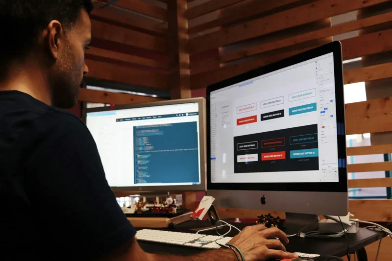 Web designer working on a website layout