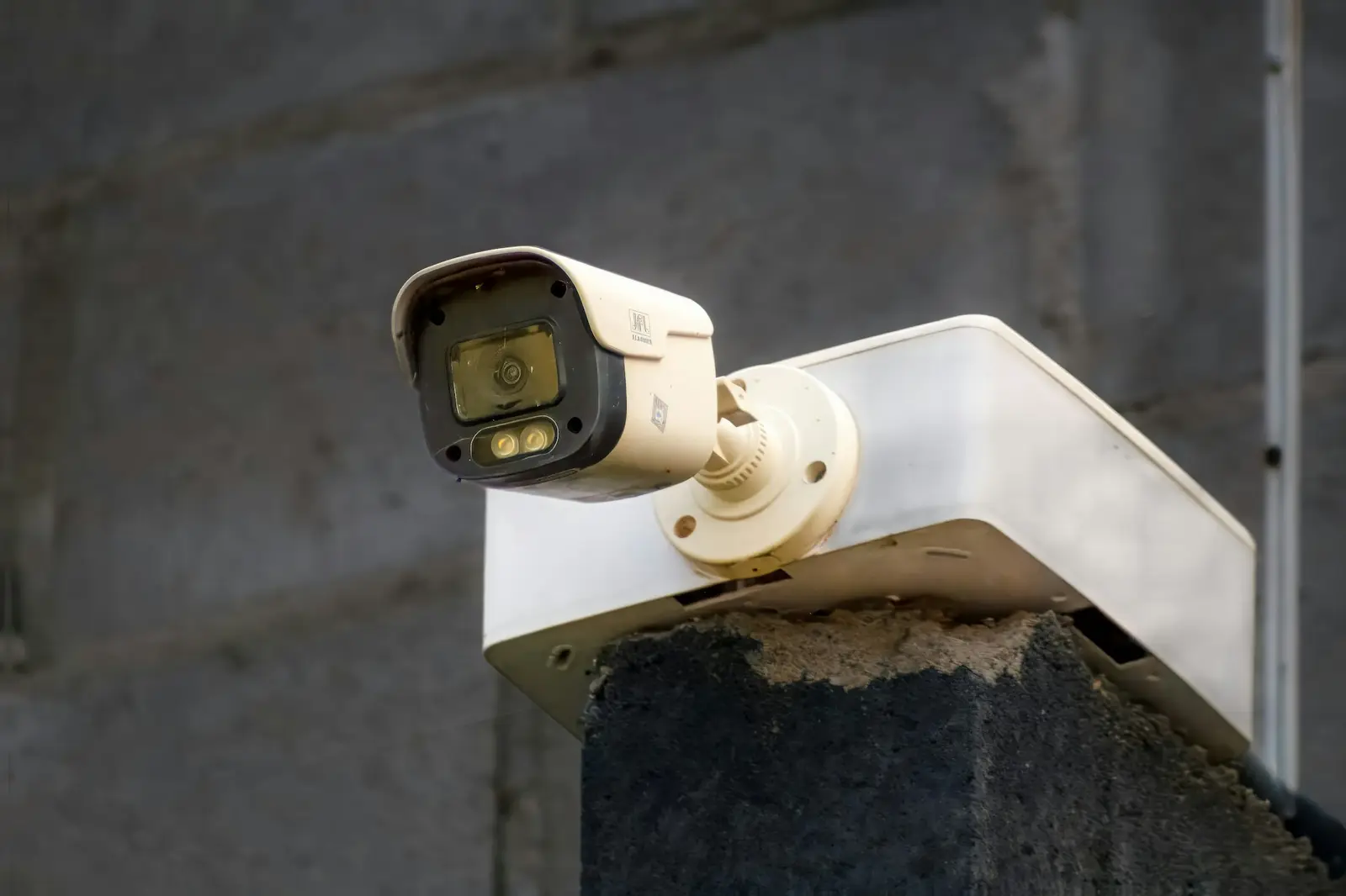 Modern IP security camera mounted on a wall